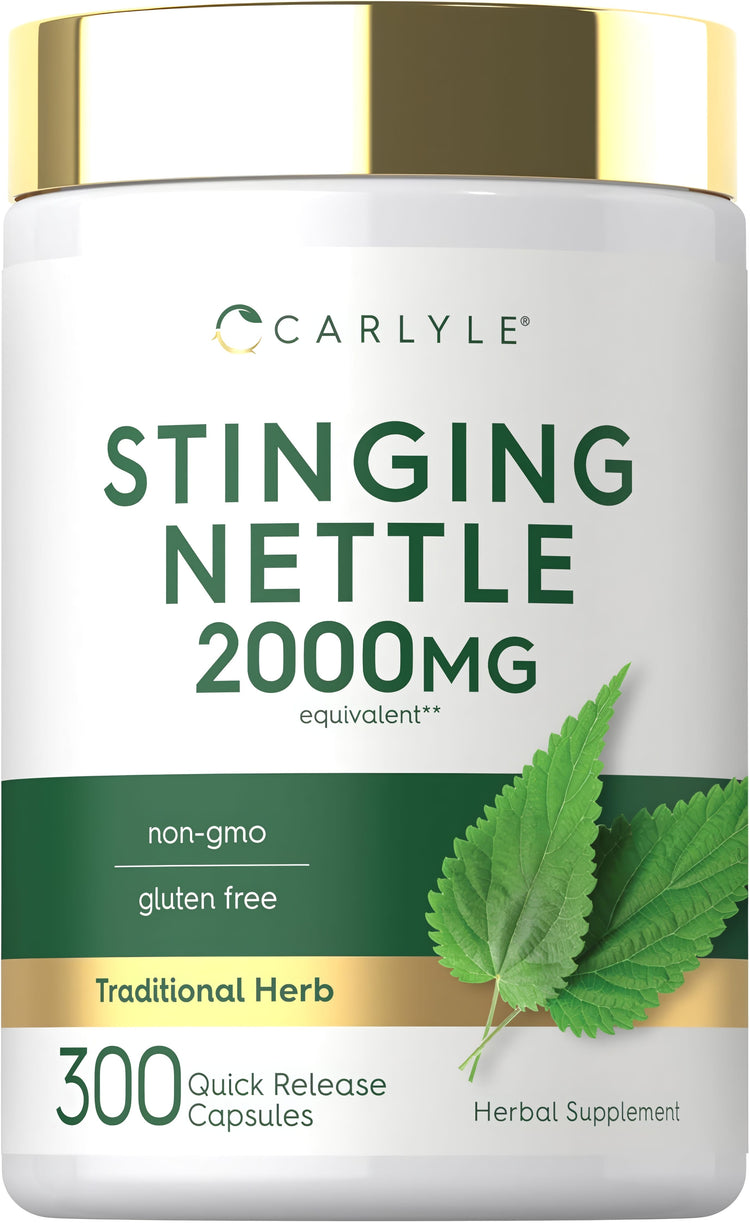 Carlyle Stinging Nettle 2000MG, 300 capsules. Non-GMO, gluten free traditional herbal supplement.