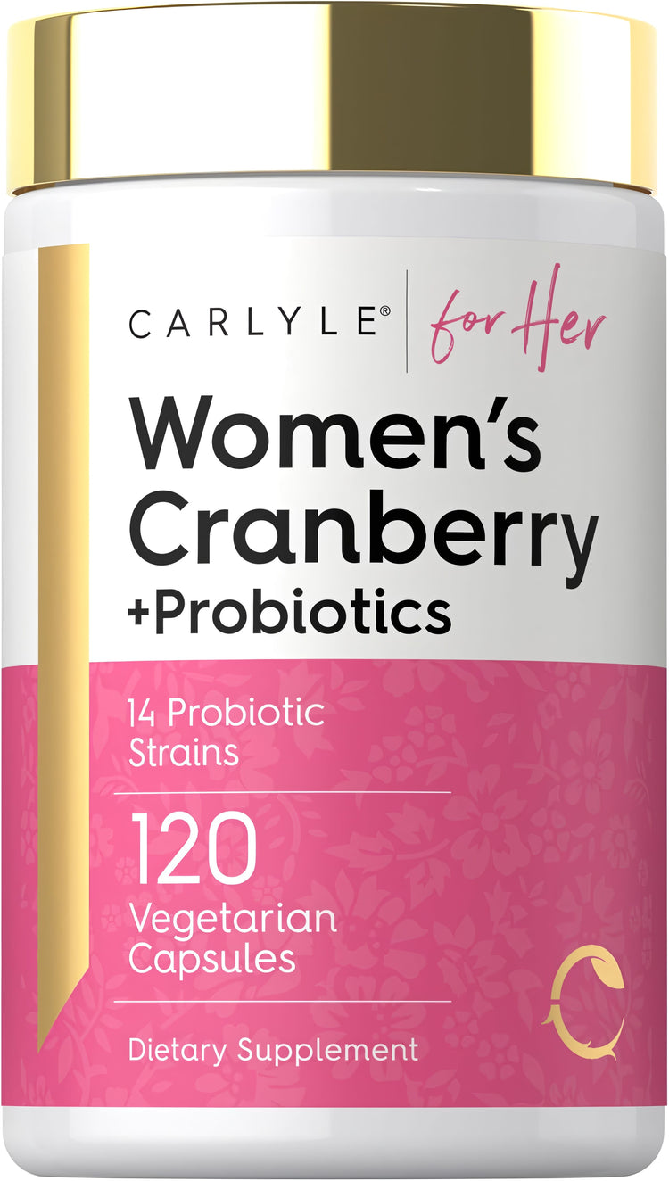 Dietary supplement with 14 probiotic strains, 120 vegetarian capsules, Women's Cranberry +Probiotics for Her.