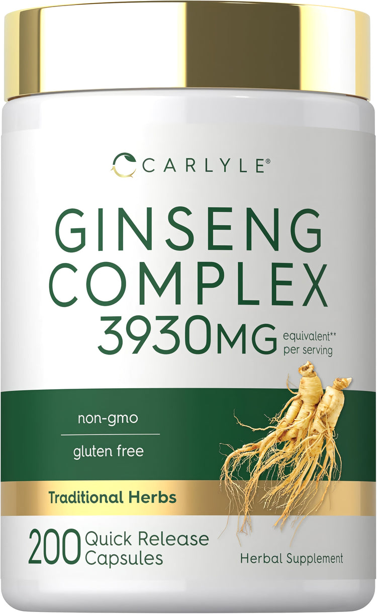 Ginseng Complex, 3930 mg per serving, includes 200 quick release capsules.