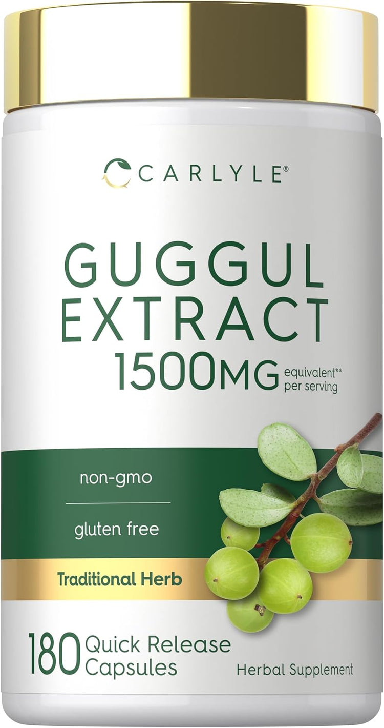 Guggul Extract 1500MG per serving with 180 Quick Release Capsules, Herbal Supplement.