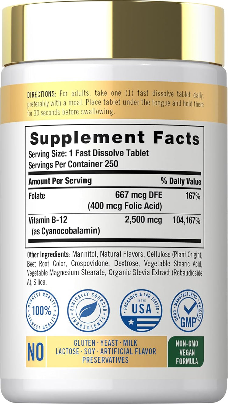 Vitamina B-12 2500mcg | 250 Tabletas