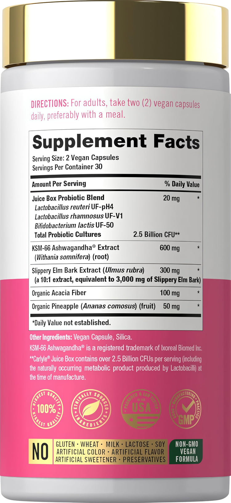Women's Probiotic for Vaginal Moisture | with Slippery Elm and Pineapple