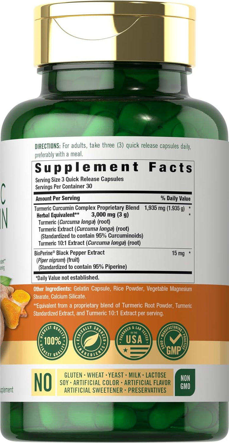 Complesso di Curcuma Curcumina 3000mg per dose | 90 Capsule