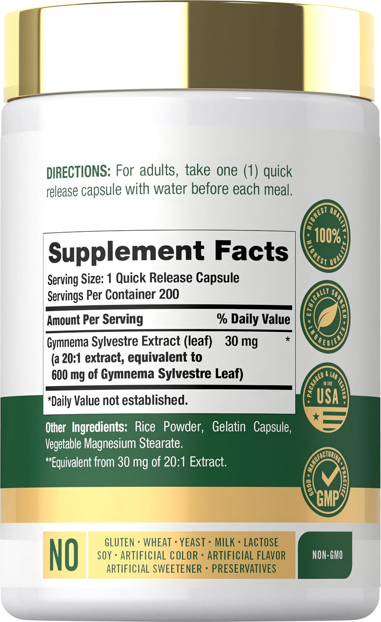 Gymnema Sylvestre Leaf Extract | 200 Capsules