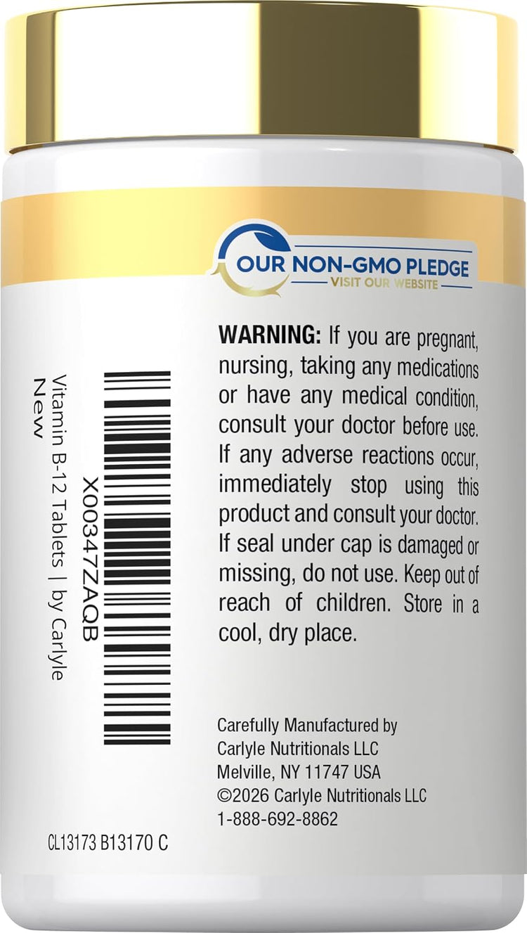 Carlyle Timed Release Vitamin B-12 1000 mcg bottle containing 250 tablets.