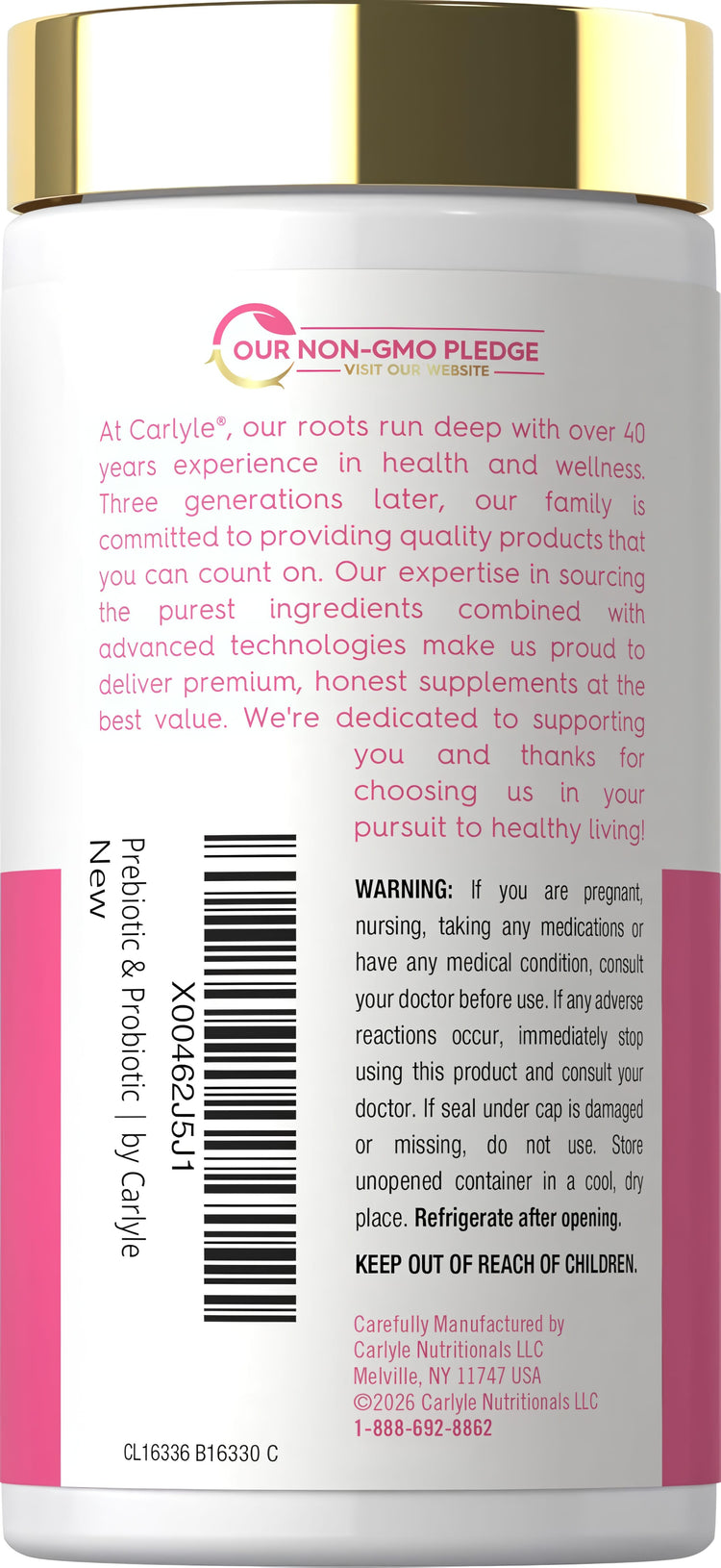 CL Carlyle offers Prebiotic & Probiotic 50 Capsules, supporting digestive health and balance, in a convenient daily supplement.