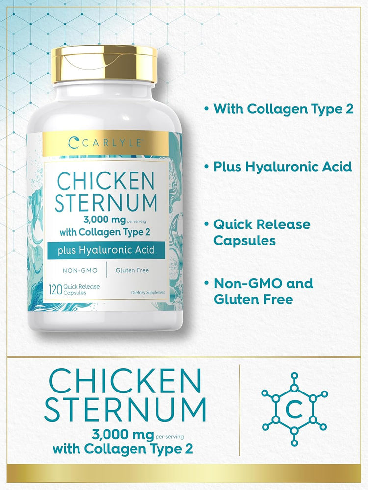 Cartílago de Esternón de Pollo con Colágeno 3000mg por porción | 120 Cápsulas