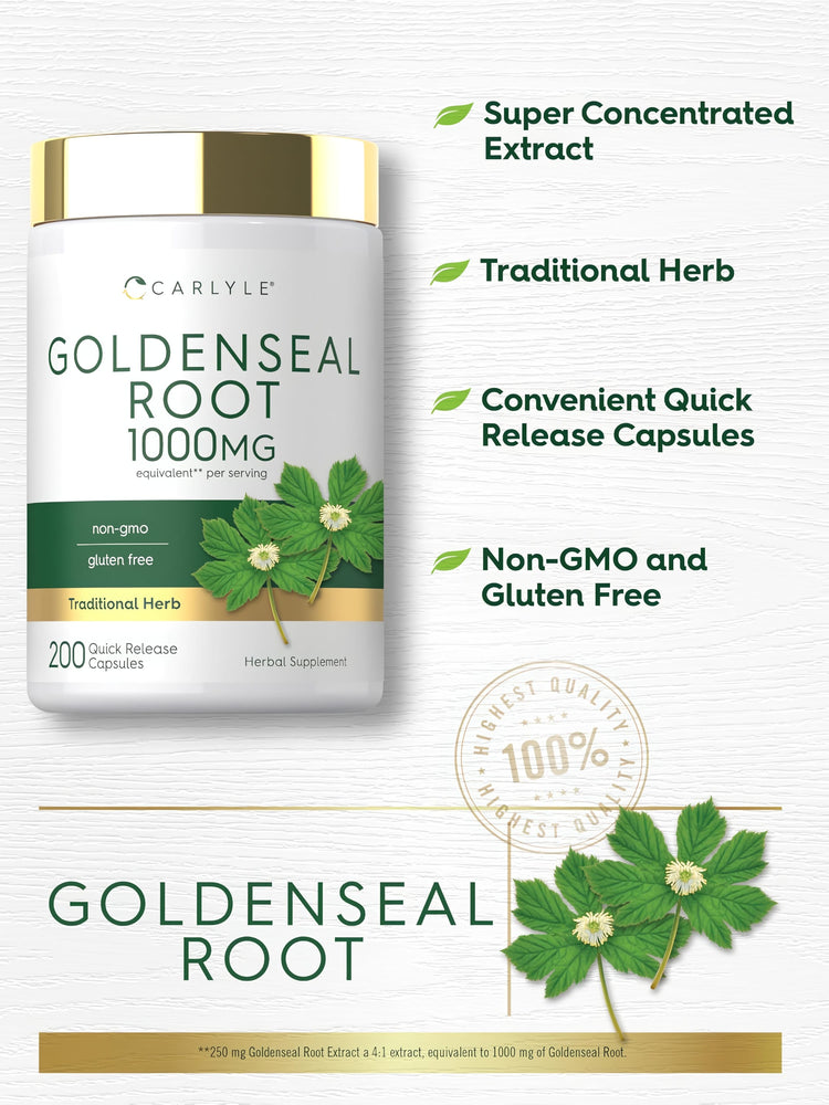 Product highlights graphic stating Super Concentrated Extract, Traditional Herb, Convenient Quick Release Capsules, Non-GMO, Gluten Free.