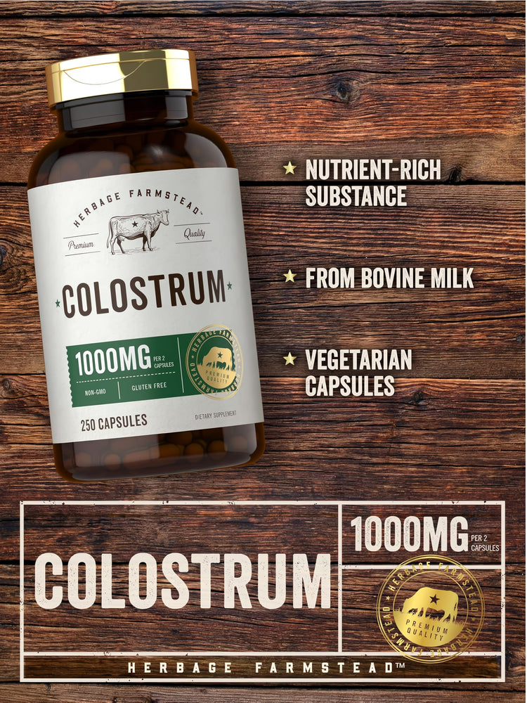 Product highlights graphic stating nutrient-rich substance from bovine milk in vegetarian capsules.