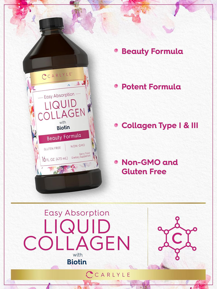 Product highlights graphic stating Beauty Formula, Potent Formula, Collagen Type I & III, Non-GMO and Gluten Free.