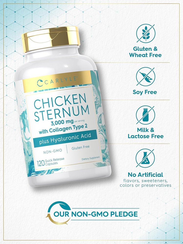 Cartílago de Esternón de Pollo con Colágeno 3000mg por porción | 120 Cápsulas