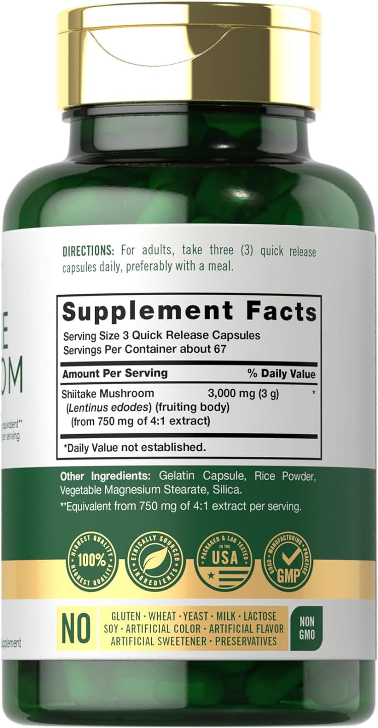 Shiitake Mushroom 3000mg per serving | 200 Capsules