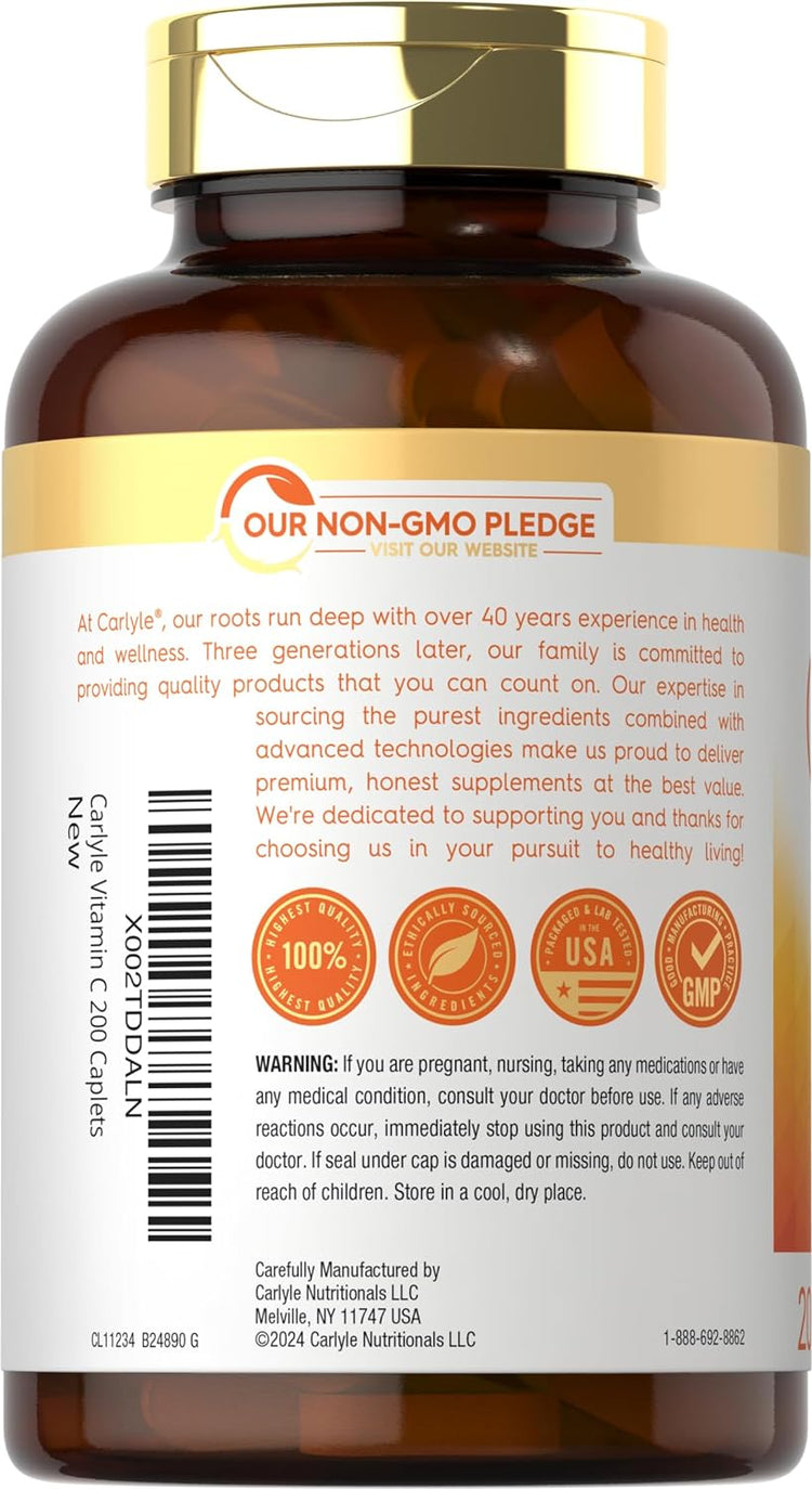Vitamin C 500mg per serving with Rose Hips | 200 Tablets
