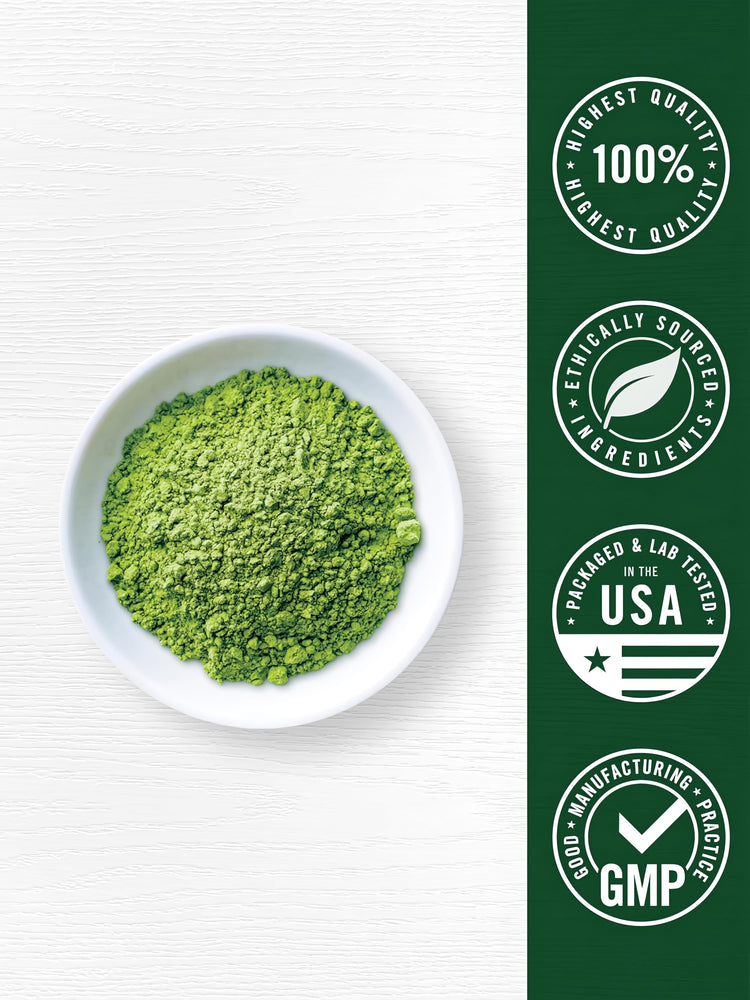 Infographic stating 100% highest quality, ethically sourced ingredients, packaged and lab tested in the USA, GMP certified.