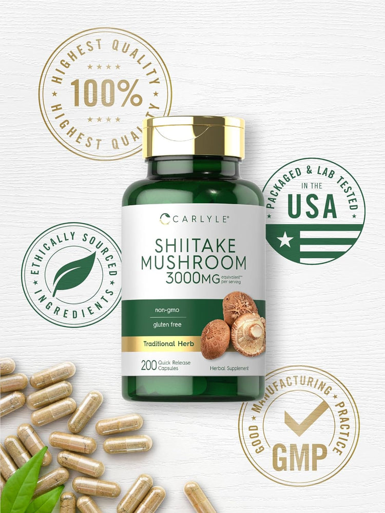Shiitake Mushroom 3000mg per serving | 200 Capsules