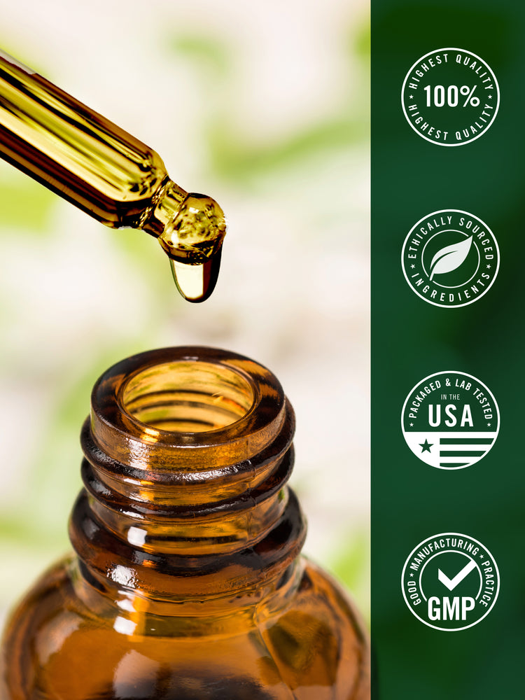 quality badges stating 100% Finest Quality, Ethically Sourced Ingredients, Packaged with Pride in the USA