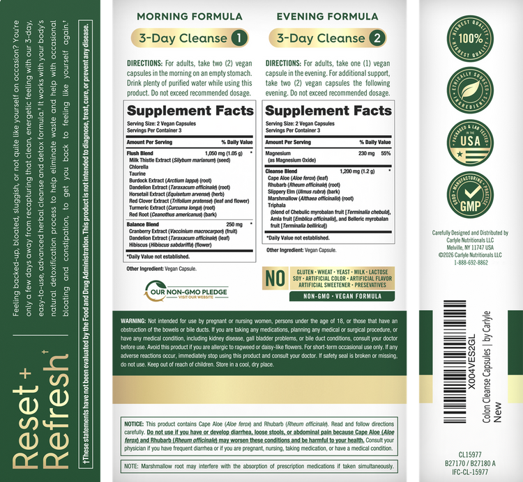 Cure de détoxification du côlon de 3 jours | 12 capsules végétaliennes