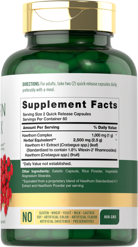 Weißdornbeeren Komplex 2500mg pro Portion | 120 Kapseln