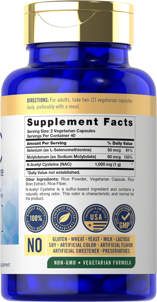 N-Acetilcisteína 1000mg por porção | 80 Cápsulas