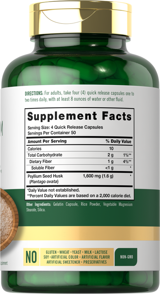 Coques de Psyllium 1600mg par portion | 200 gélules