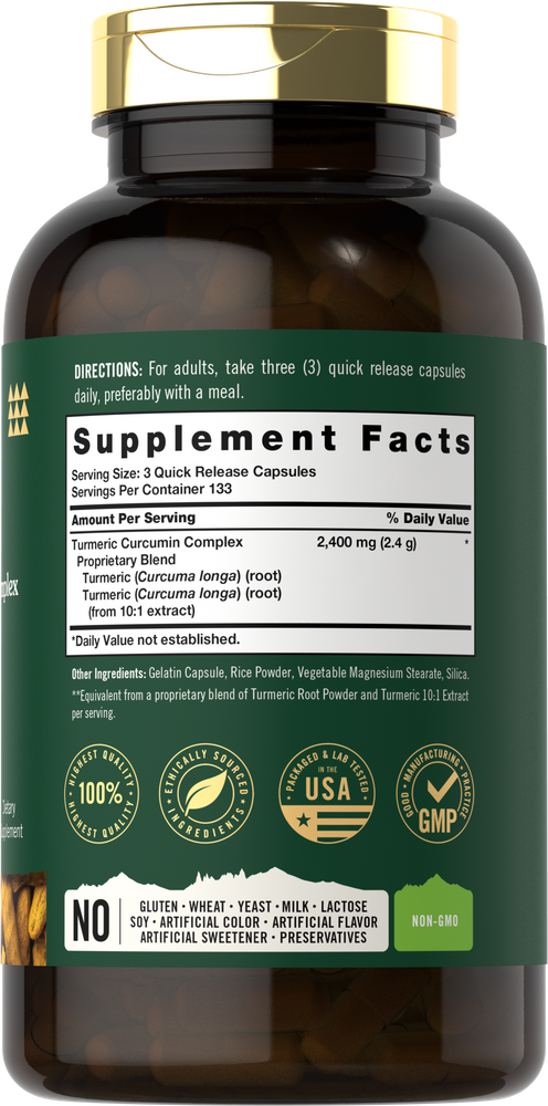 Turmeric Curcumin 2400mg per serving | 400 Capsules