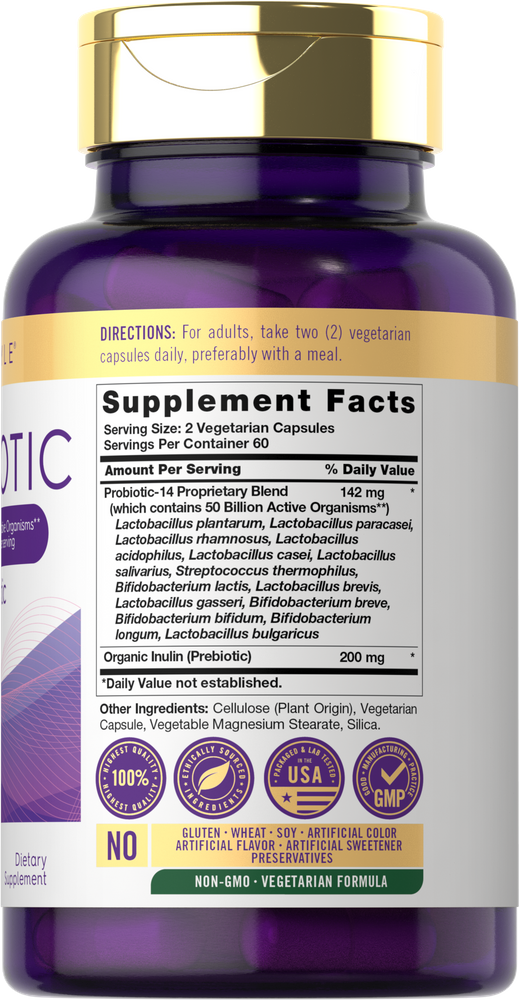 Prebiotic & Probiotic 50 Billion CFU per serving | 120 Capsules