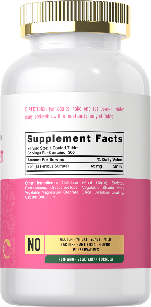 Hierro para Mujeres 65mg | 300 Tabletas