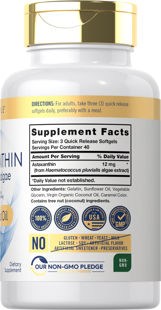 Astaxanthin 12mg pro Portion mit Kokosöl | 120 Weichkapseln