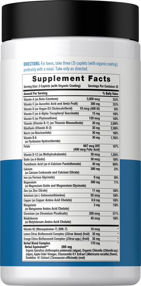 Teen Multivitamin for Boys | 60 Caplets