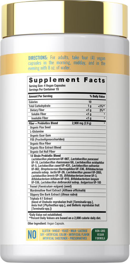 Fiber and Probiotic Supplement | 60 Capsules