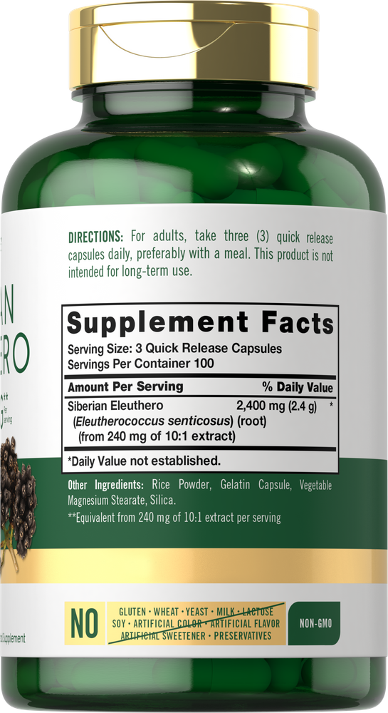 Éleuthérocoque de Sibérie 2400mg par portion | 300 Gélules