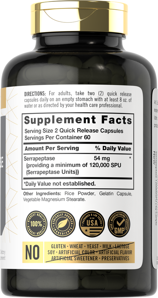 Serrapeptase 120000IU per serving | 120 Capsules