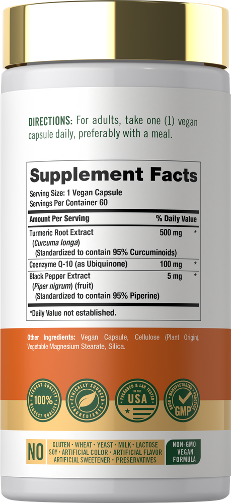 Turmeric with CoQ10 and Black Pepper Extract | 60 Capsules