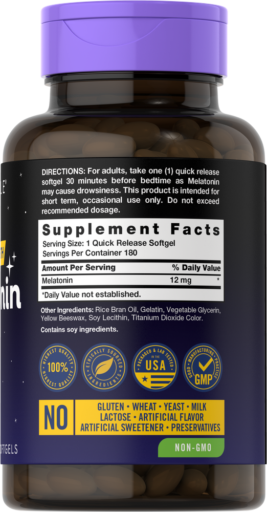 Melatonina 12mg | 180 Cápsulas Blandas