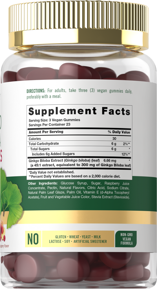 Ginkgo Biloba 300 mg par portion | 70 Gummies
