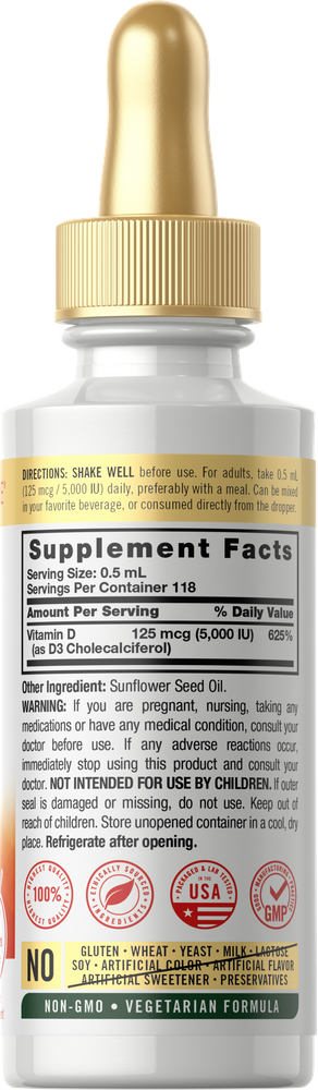Vitamine D-3 5000UI | 2oz Liquide