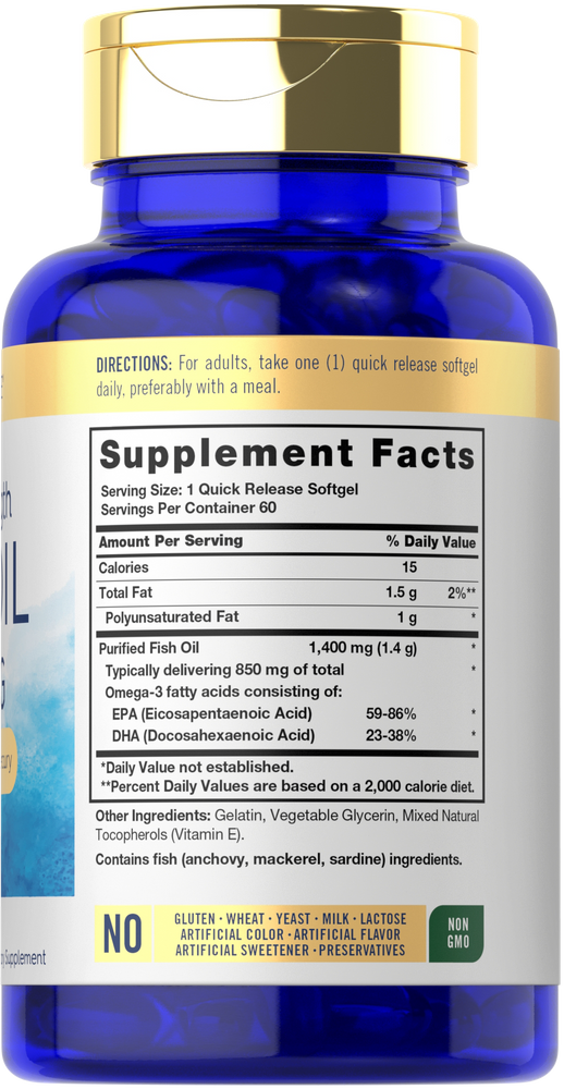 Óleo de Peixe 1360mg | 60 Cápsulas Gelatinosas