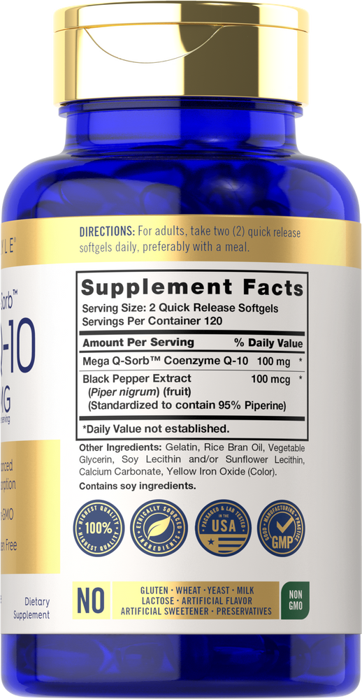 CoQ10 100mg por porción | 240 cápsulas blandas