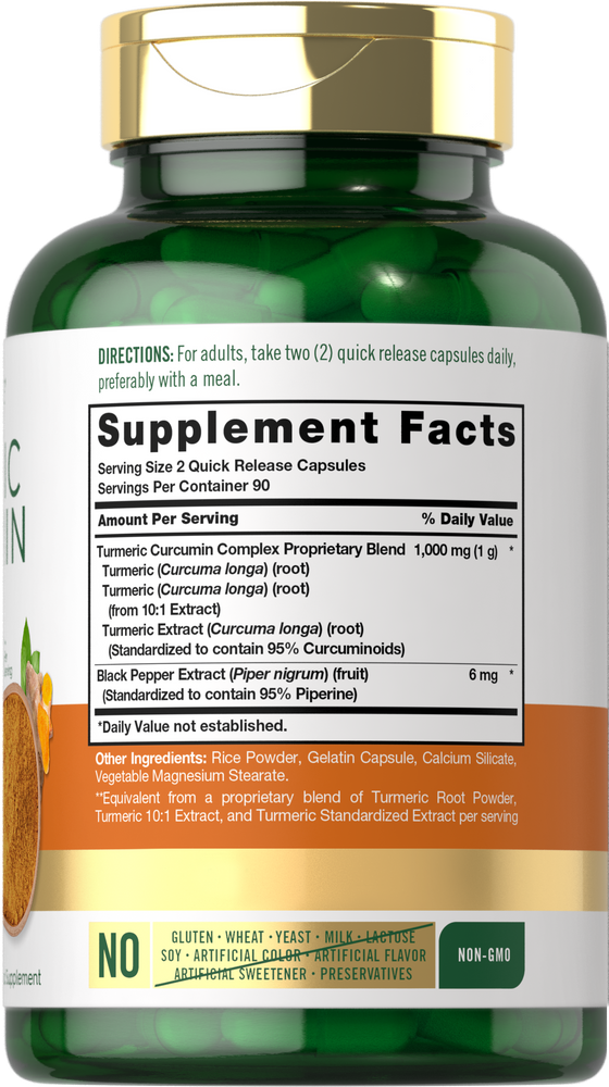 Turmeric Curcumin with Black Pepper | 180 Capsules