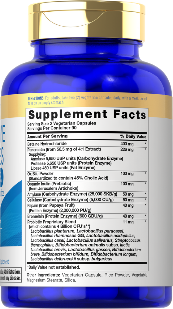 Enzimas Digestivas con Probióticos y Prebióticos | 180 Cápsulas