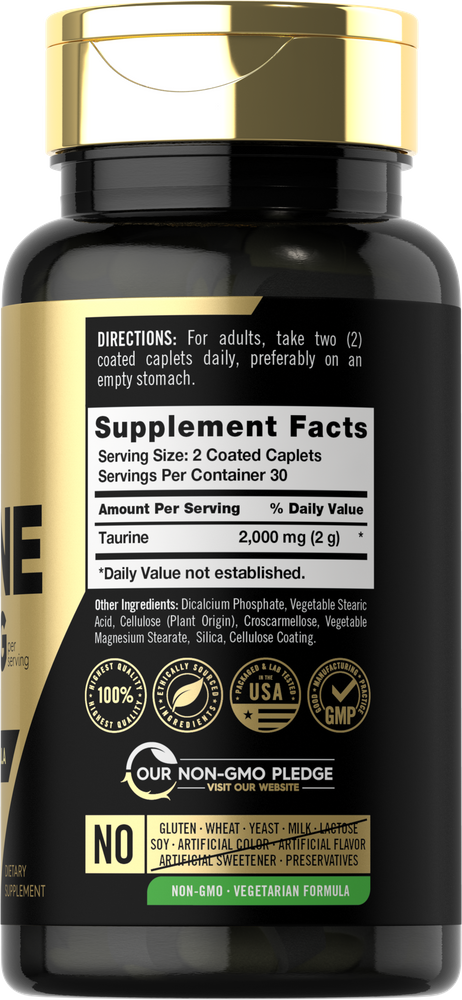 Taurine 2000mg per serving | 60 Caplets