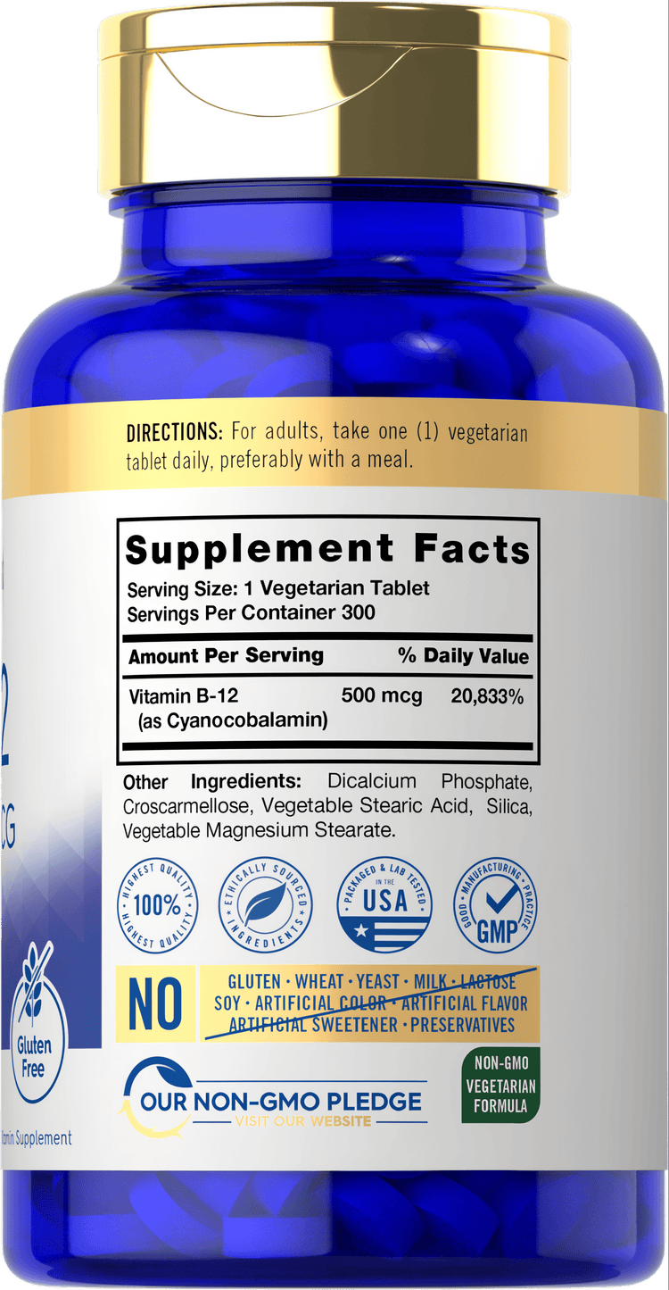 Vitamina B-12 500mcg | 300 Tabletas