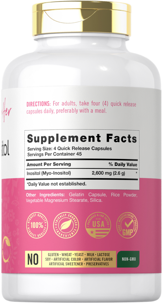 Mio-Inositol 2600mg por porción | 180 Cápsulas