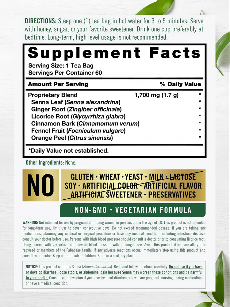 Laxante Herbal | 60 Saquinhos de Chá