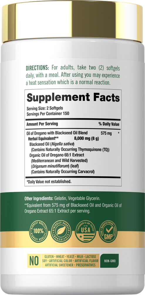 Oil of Oregano with Black Seed Oil | 8000mg