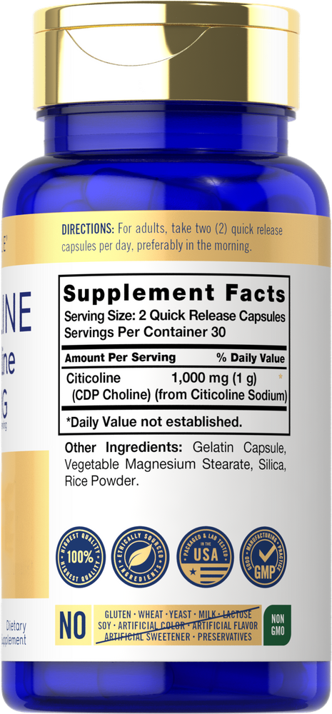 Citicoline CDP Choline 1000mg par portion | 60 Capsules
