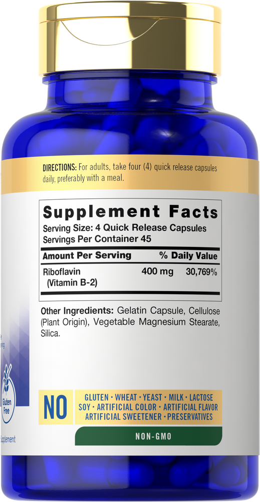 Vitamin B-2 400mg per serving | 180 Capsules