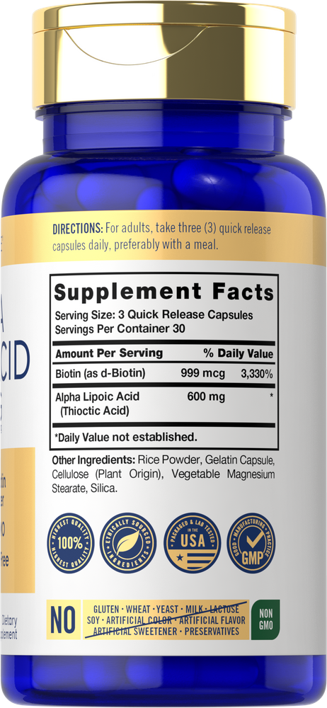 Alpha Lipoic Acid 600mg per serving | 90 Capsules