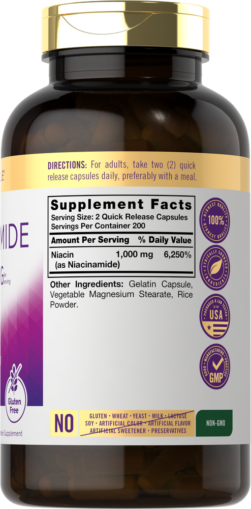 Niacinamida 1000mg por porção | 400 Cápsulas