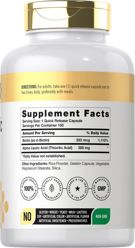 Acide Alpha Lipoïque 300mg | 150 Capsules